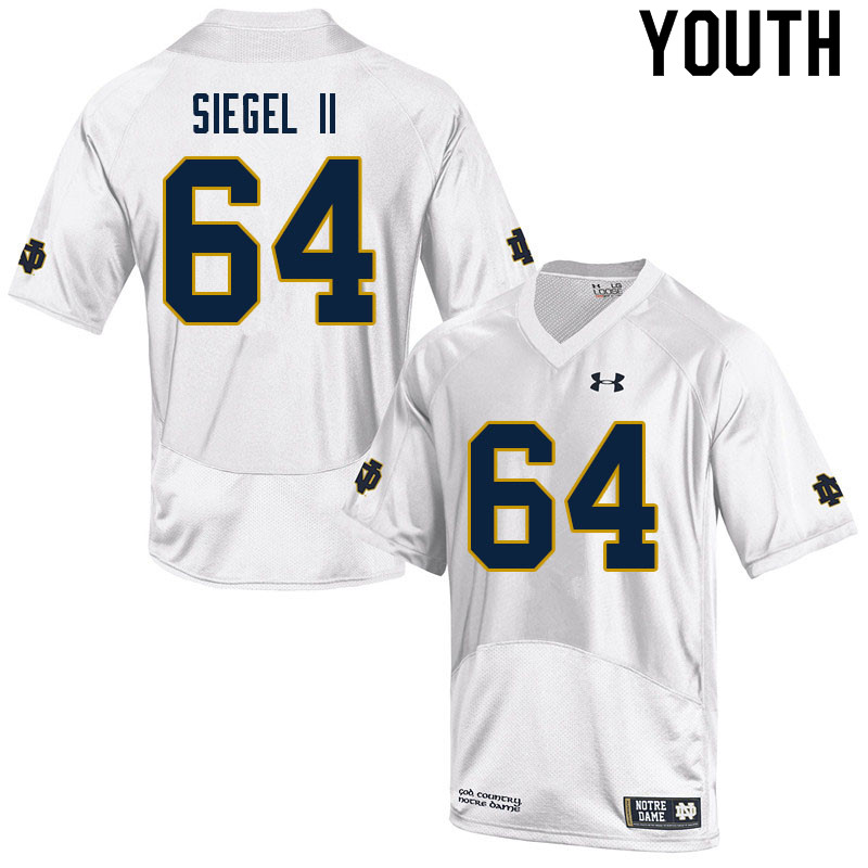 Youth NCAA Notre Dame Fighting Irish #64 Max Siegel II Stitched College Under Armour Authentic White Football Jersey UL10K86TS